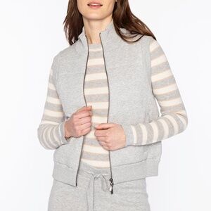 NEW Kinross Cashmere Quilted Zip Vest Stone S $440